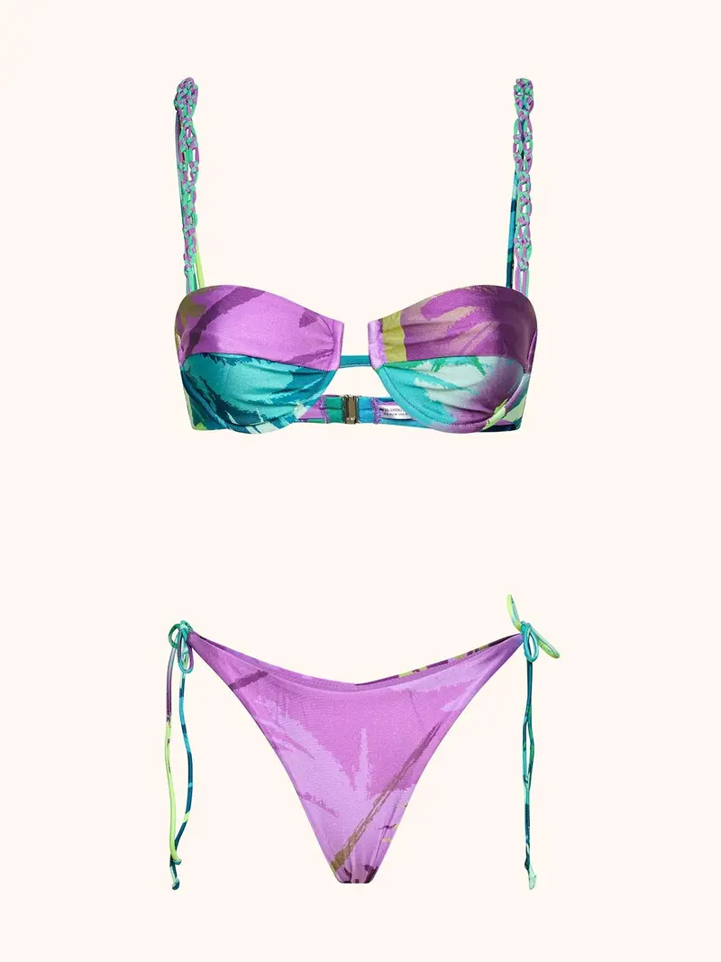 Bikini donna reggiseno con ferretto e slip americano regolabile fantasia