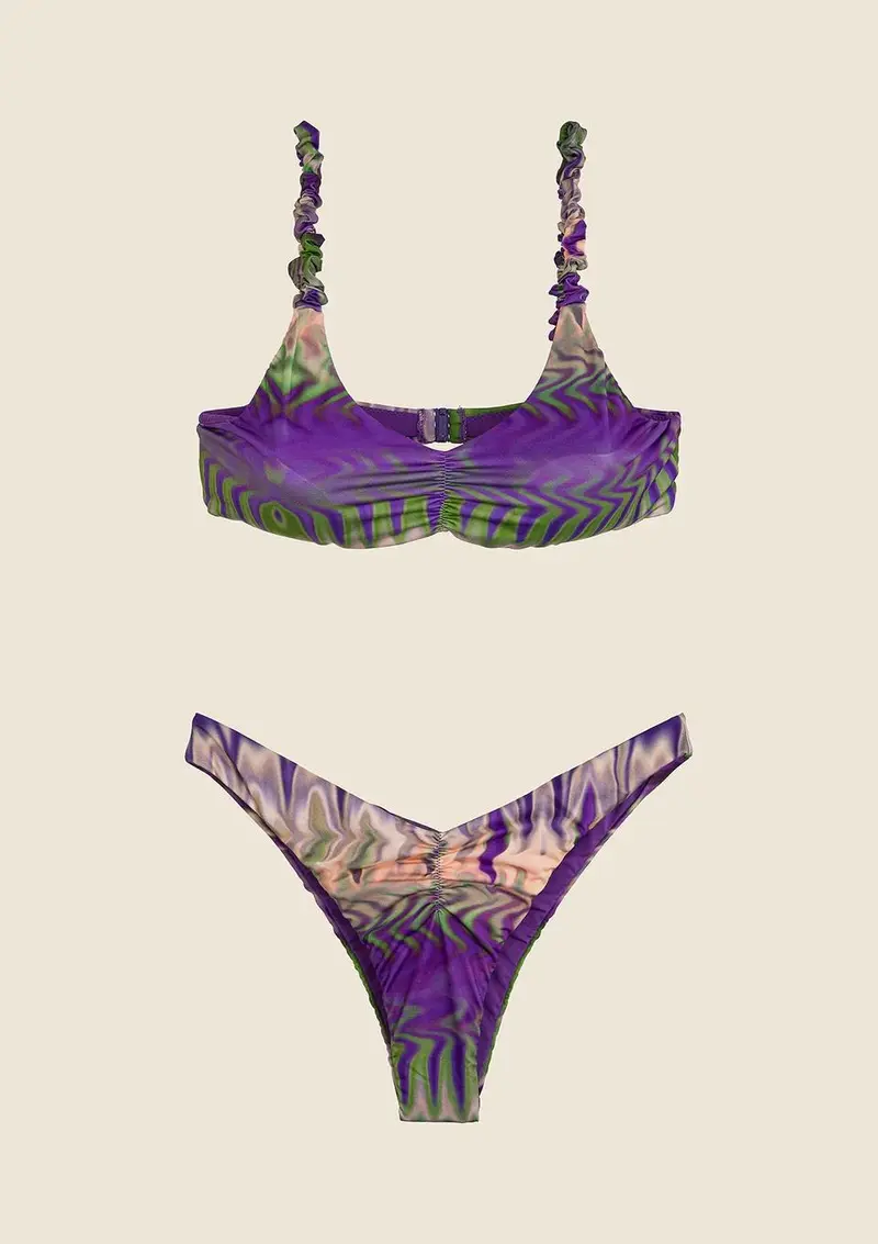 Bikini Donna Top con Slip Americano Fisso Fantasia