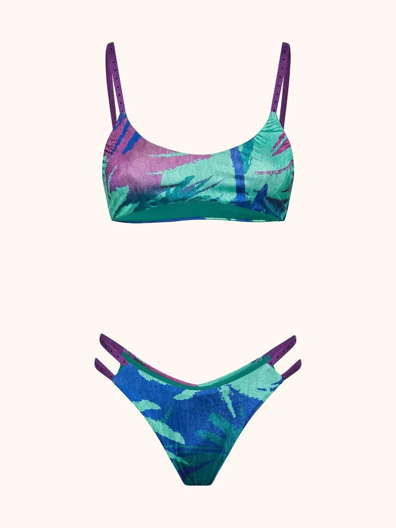 Bikini donna  top con slip fissp fantasia