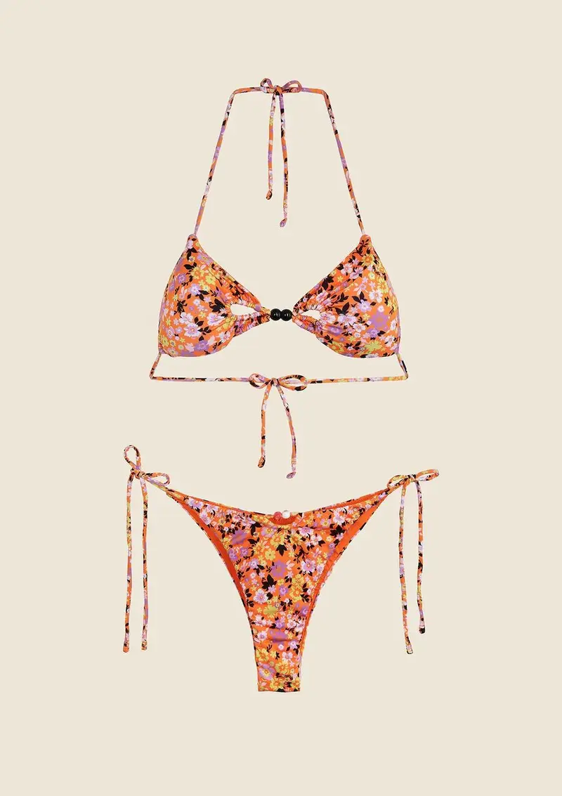Bikini Donna Triangolo con Slip Regolabile Fantasia