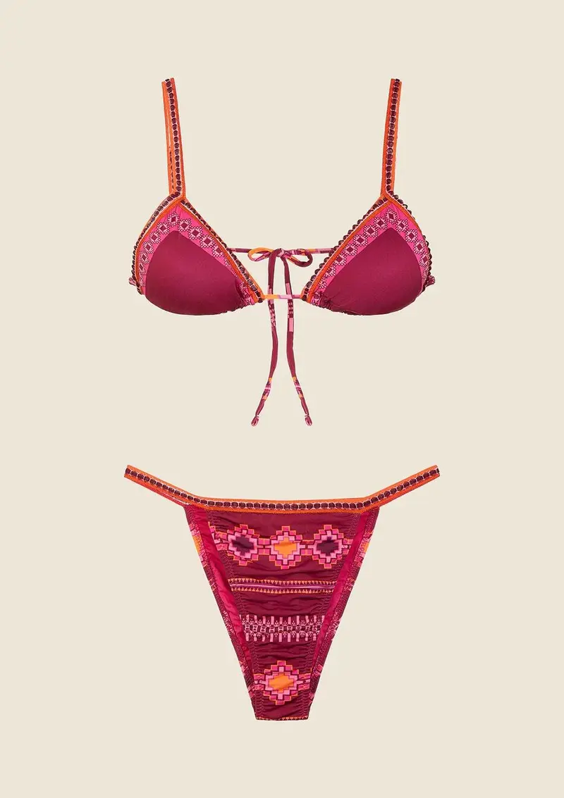 Bikini Donna Triangolo con Slip Regolabile Fantasia