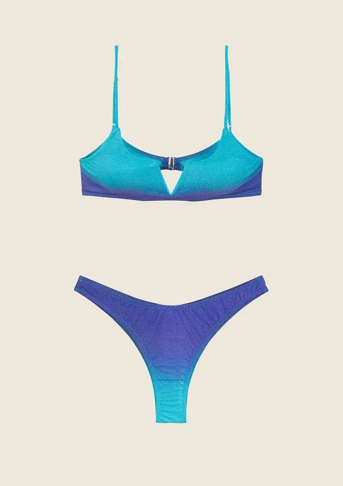 Bikini Fascia V con Slip Americano Fisso Degradè