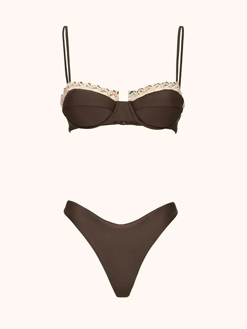 Bikini reggiseno con ferreto e slip americano fisso
