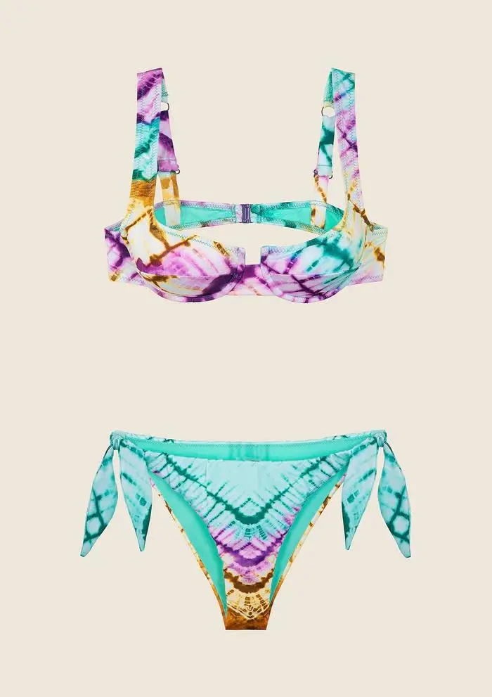 Bikini Reggiseno con Ferretto e Slip Regolabile Fantasia
