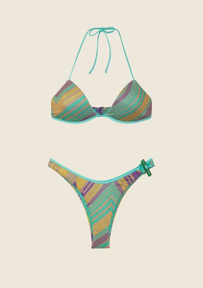 Bikini Reggiseno Push-Up con Slip Americano Fisso Fantasia