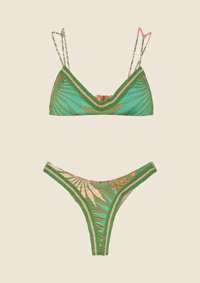Bikini Top con Slip Americano Fisso Fantasia