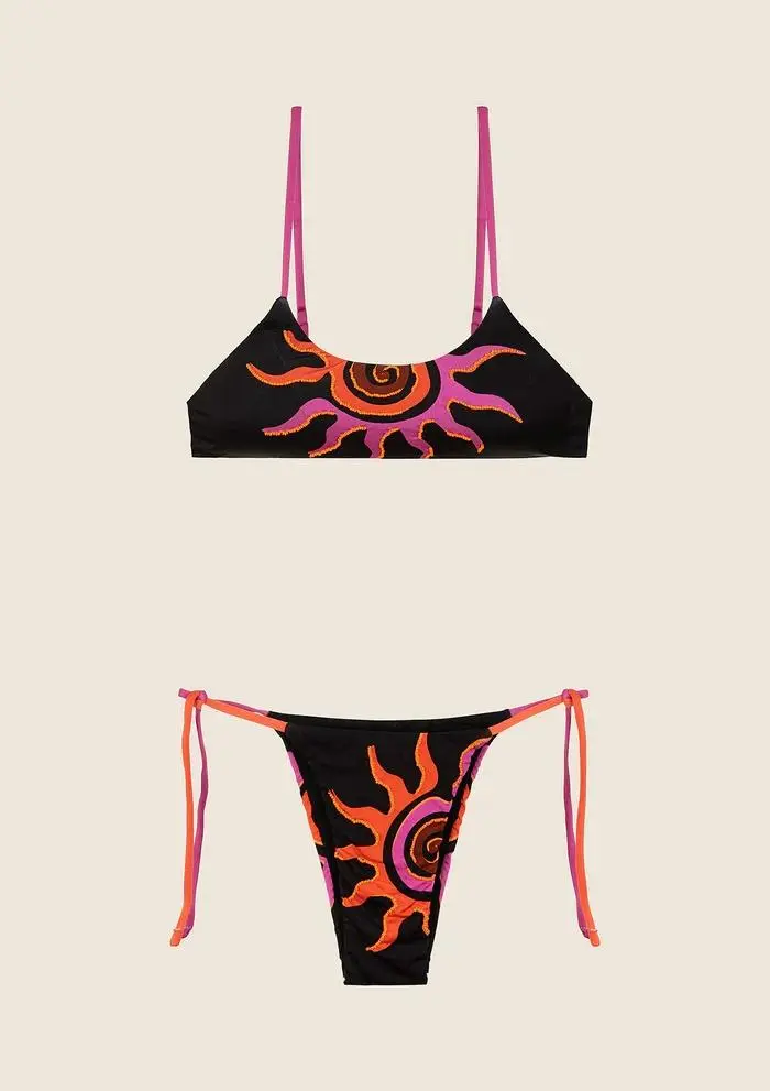 Bikini Top con Slip Regolabile Fantasia