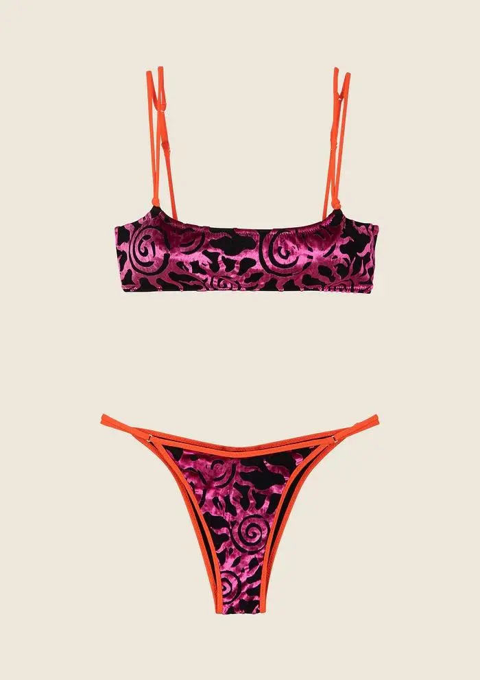 Bikini Top con Slip Regolabile Nero