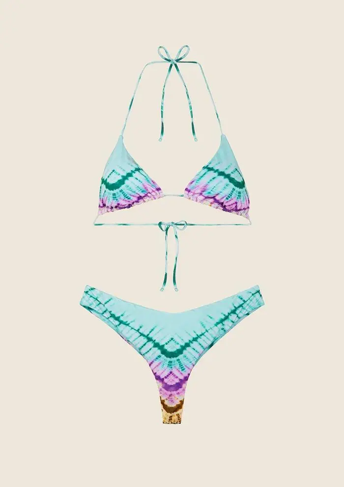 Bikini Triangolo con Slip Americano Fisso Fantasia