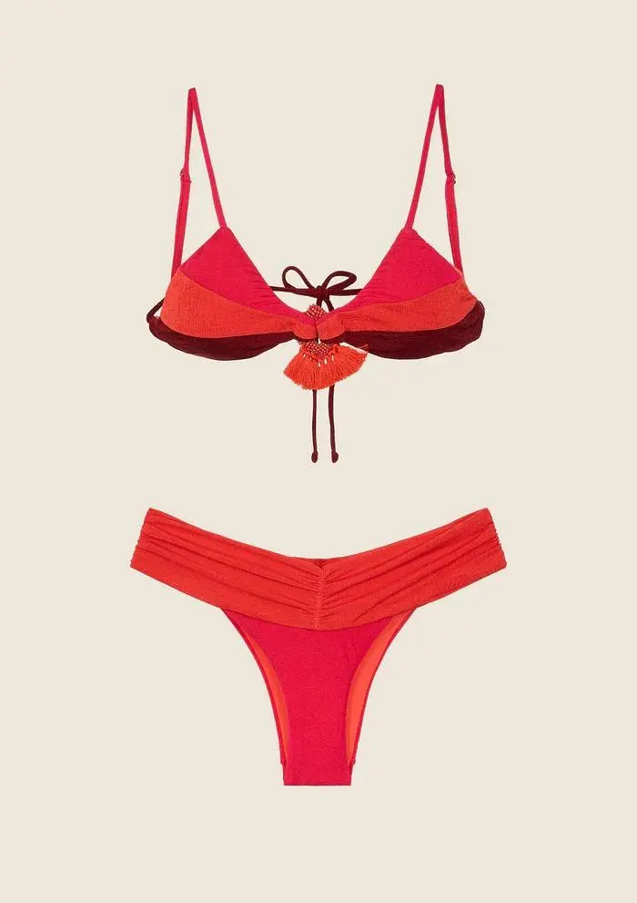 Bikini Triangolo con Slip Americano Fisso Fantasia