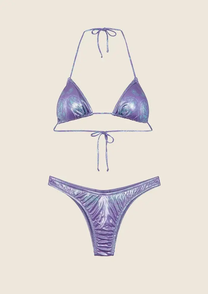 Bikini Triangolo con Slip Americano Fisso Fantasia