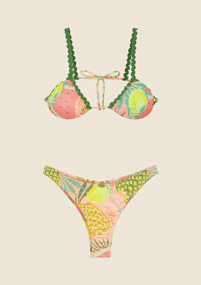 Bikini Triangolo con Slip Americano Fisso Fantasia