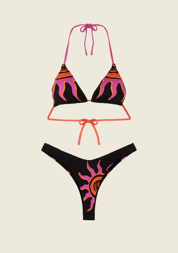 Bikini Triangolo con Slip Americano Fisso Fantasia