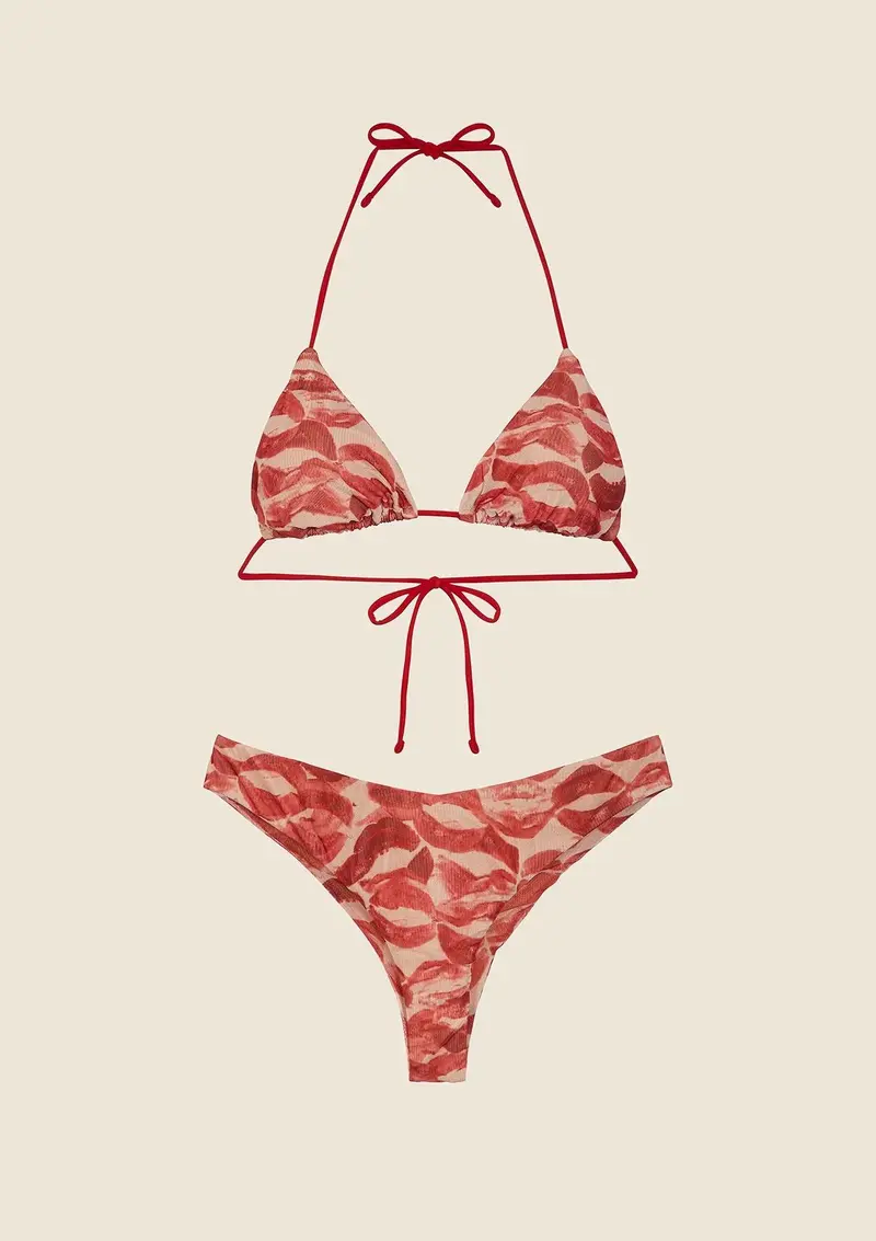 Bikini Triangolo con Slip Americano Fisso Fantasia