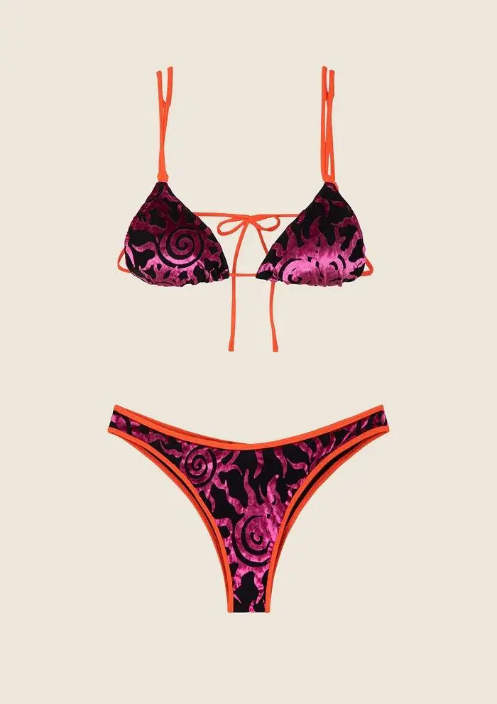 Bikini Triangolo con Slip Americano Fisso Nero