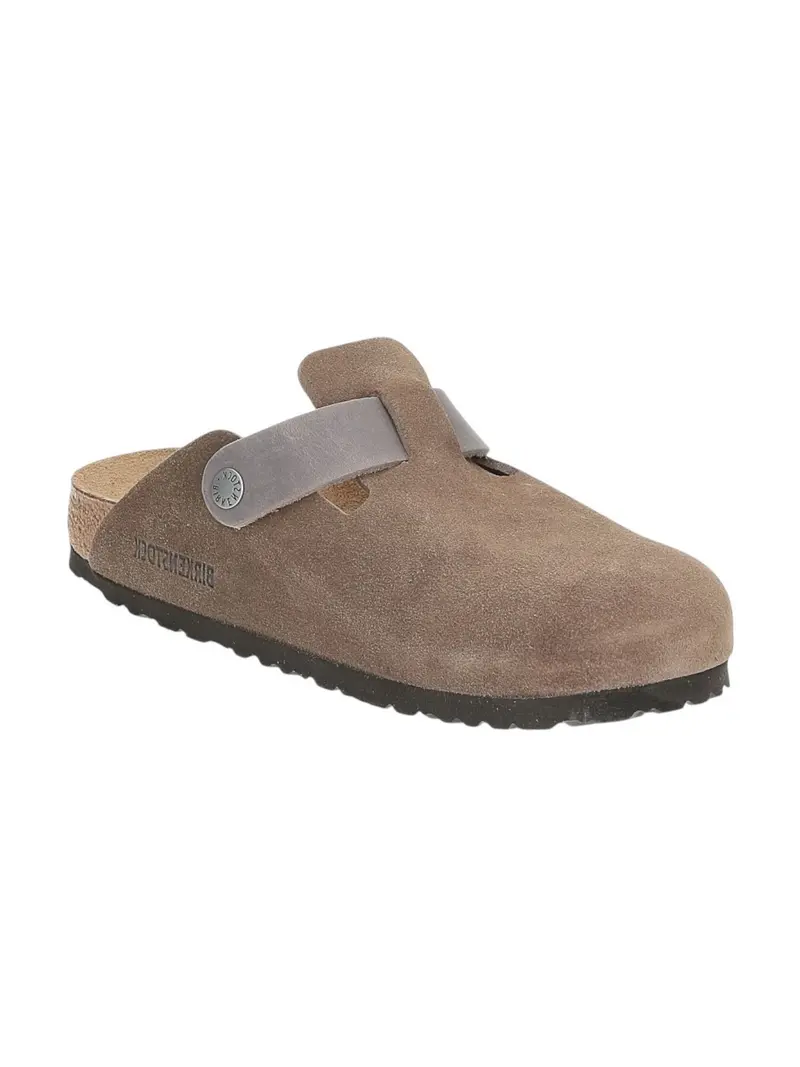 BIRKENSTOCK Sandalo Uomo Boston concrete gray, Suede Leather/Oiled 1029193 Grigio