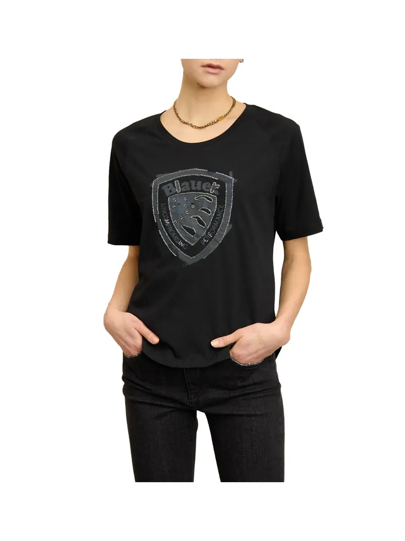 Blauer T-Shirt Crystal Donna Nero
