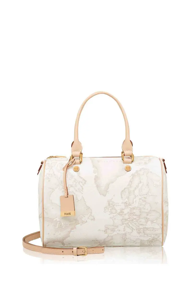 Borsa A Bauletto Medio Stampa Geo Bianco