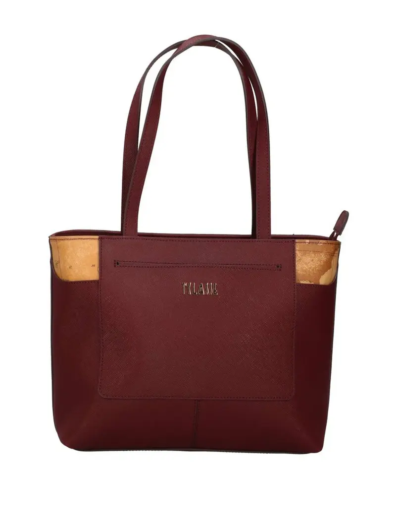 Borsa A Mano 1°Classe Logo Frontale Burgundy