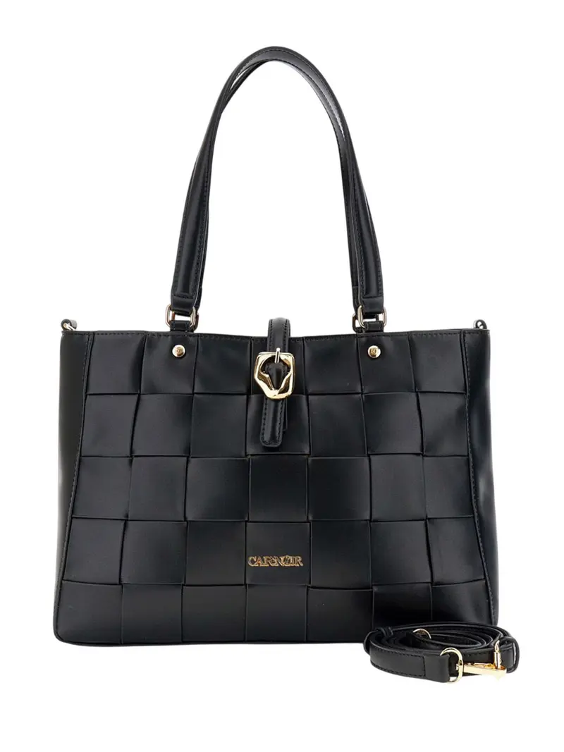 Borsa A Mano Café Noir Con Pannello Intrecciato - Nero