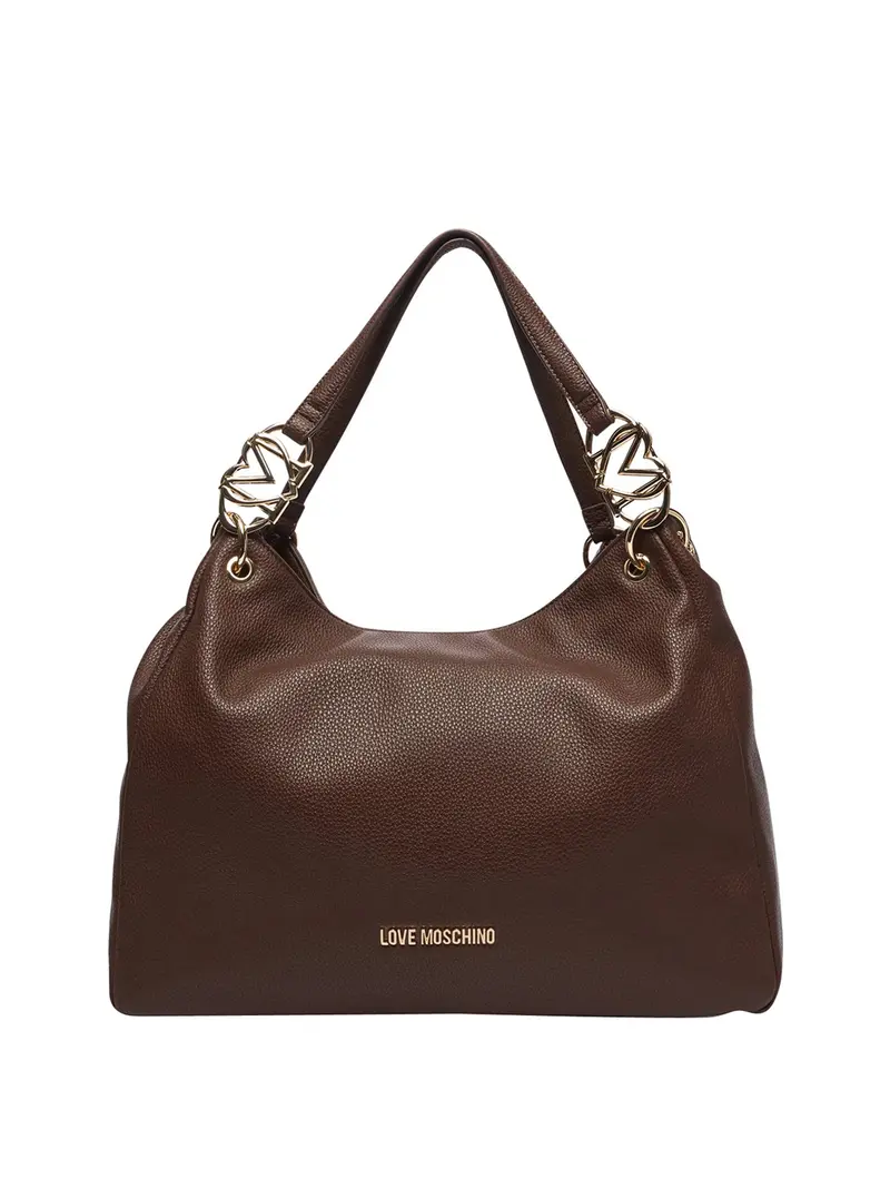 Borsa A Mano Moschino Logo Frontale Marrone