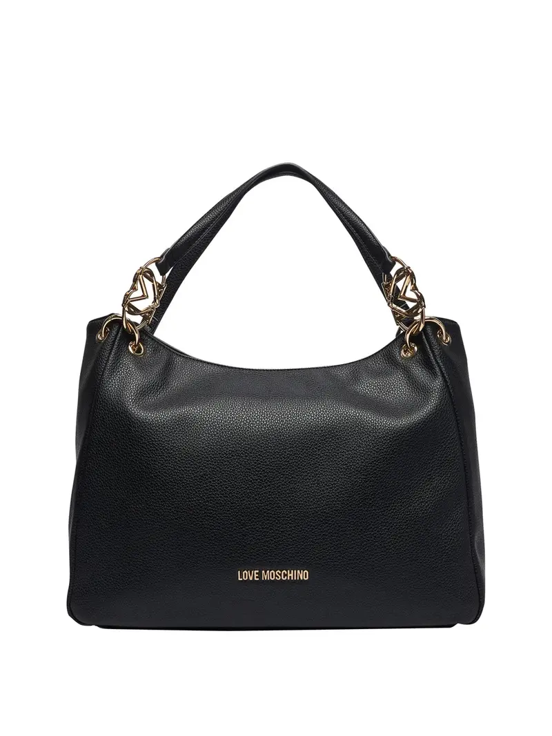 Borsa A Mano Moschino Logo Frontale Nero