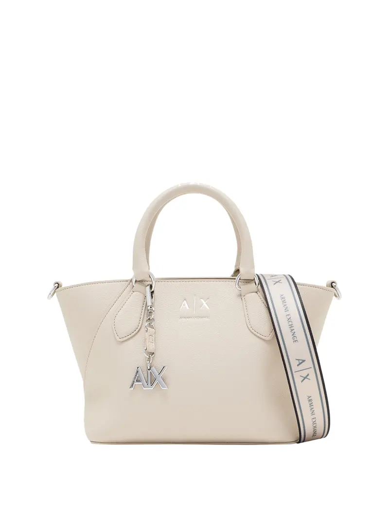 Borsa A Shopper Armani Exchange Logo Frontale - Beige