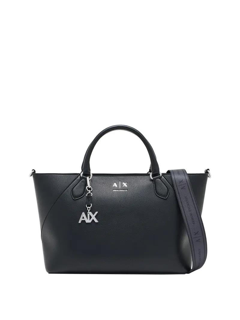 Borsa A Shopper Armani Exchange Logo Frontale - Nero