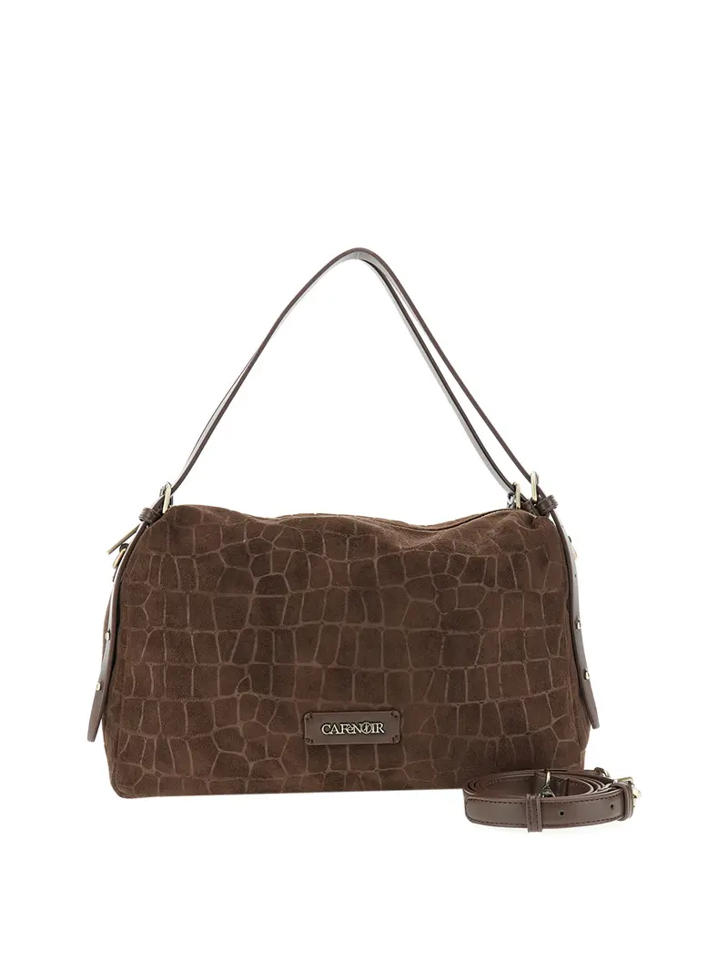 Borsa A Spalla Cafè Noir Morbida Sacca In Materiale Sintetico Effetto Suede - Marrone