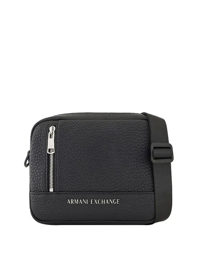 Borsa A Tracolla Armani Exchange Con Logo In Metallo - Nero