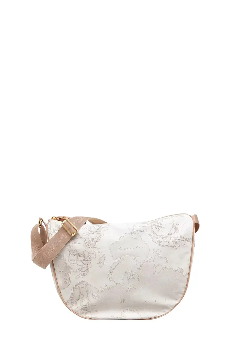 Borsa A Tracolla Donna Media A Mezzaluna Geo Soft Bianco