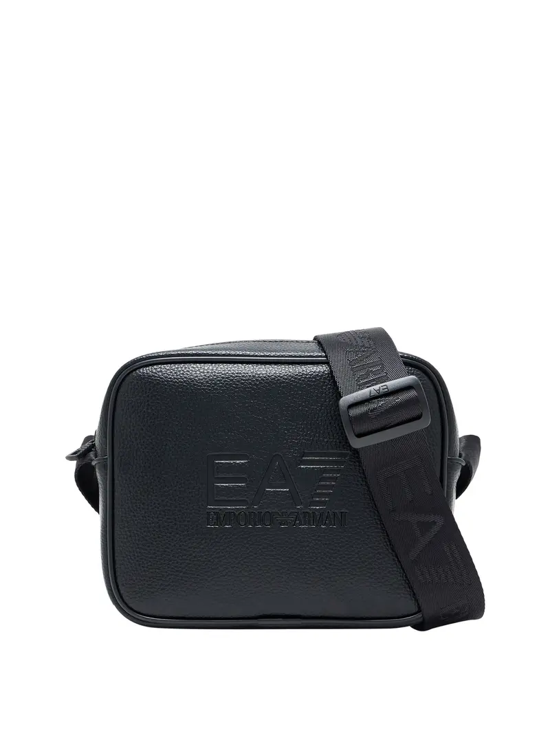 Borsa a tracolla Ea7 con logo in rilievo e tracolla regolabile - Nero
