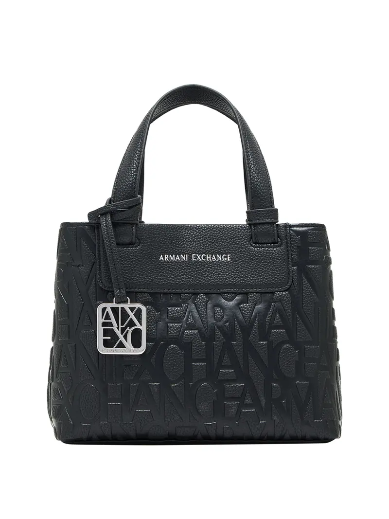 Borsa Armani Exchange shopping Tote con logo in rilievo e tracolla Nero