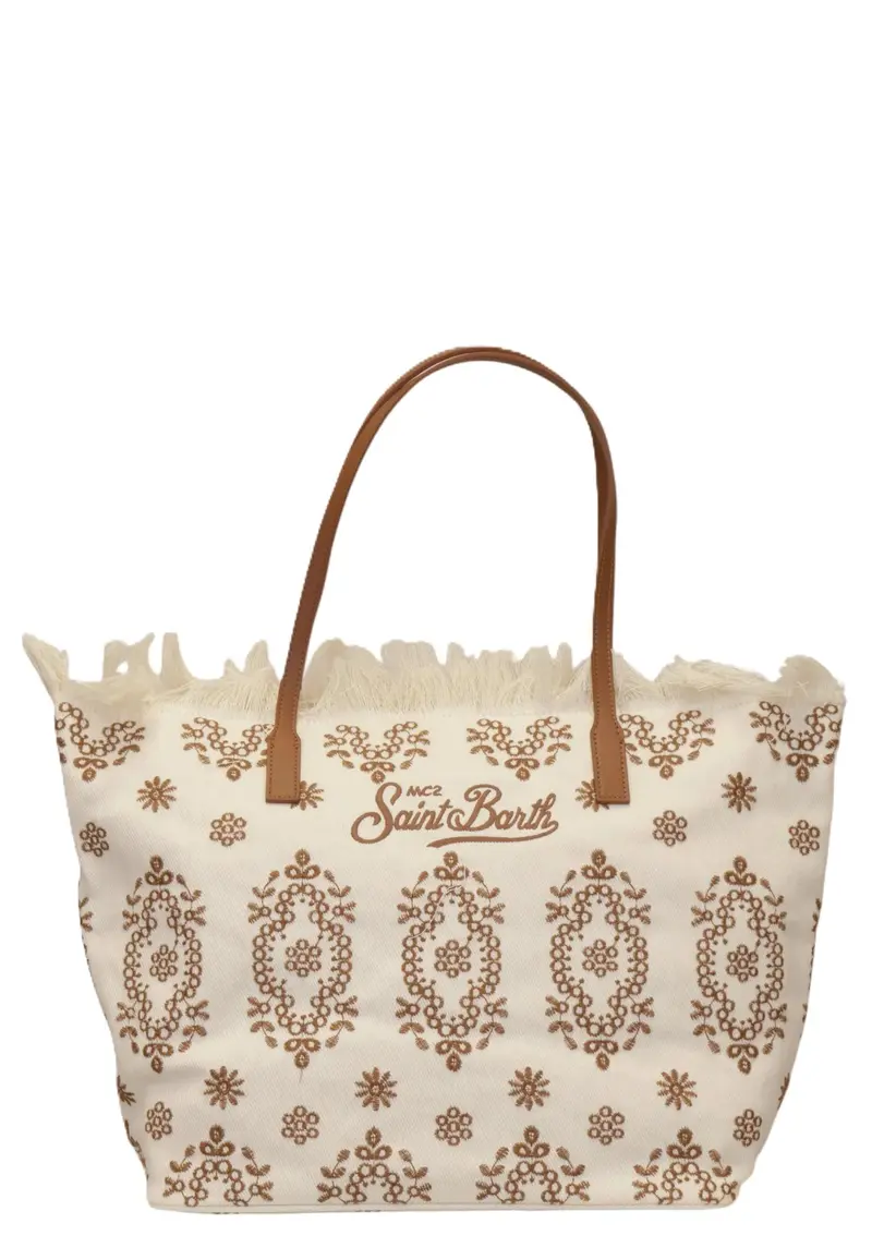 Borsa City Bag Fringe in sangallo con frange