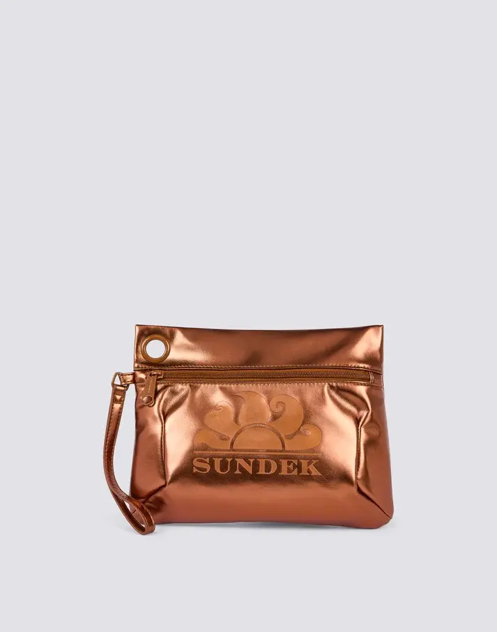 Borsa clutch laminata con logo
