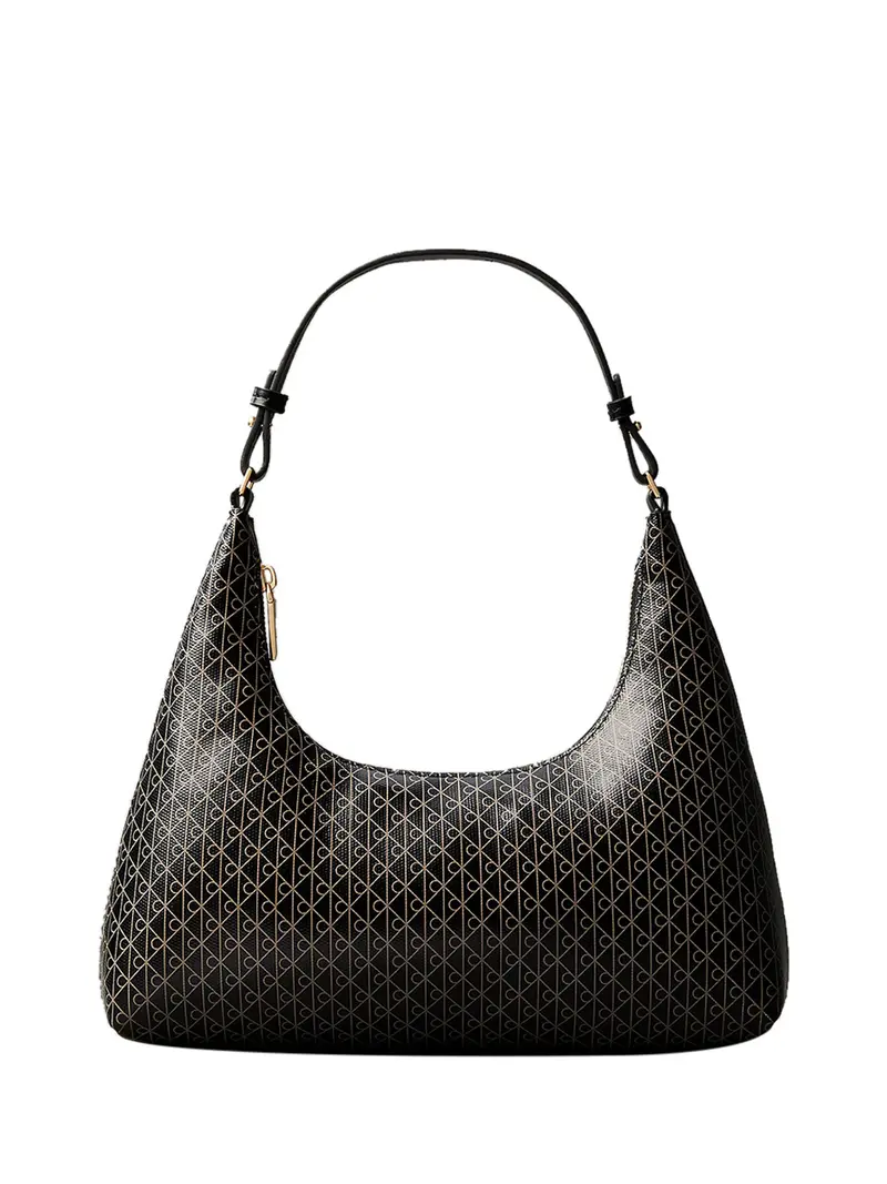 Borsa Da Spalla Calvin Klein Con Logo Monogramma All-over - Nero