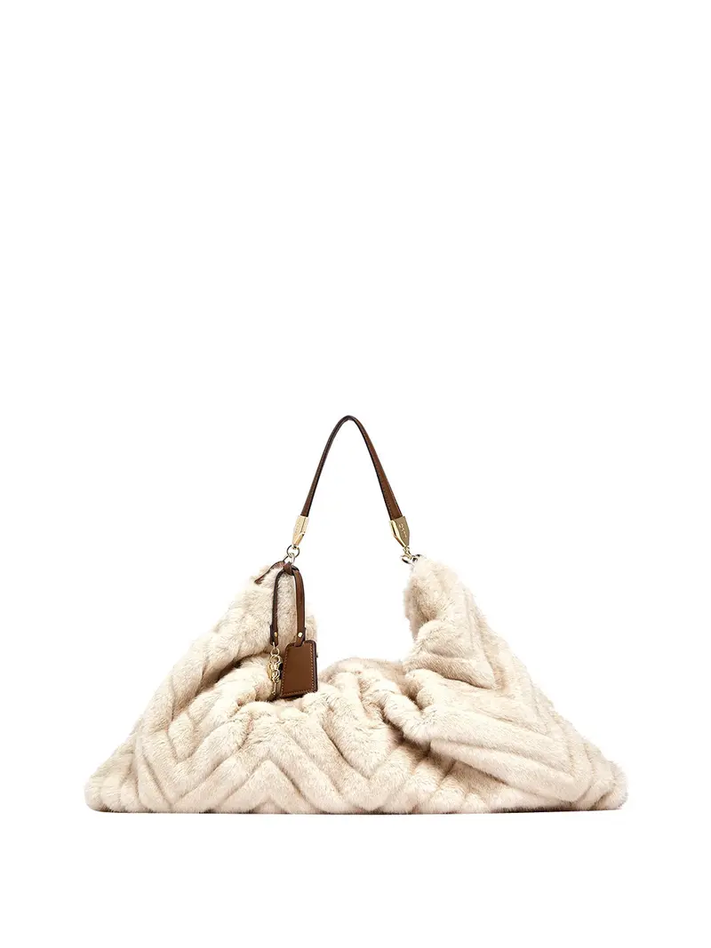 Borsa Grande In Pelliccia Sintetica Liu Jo - Crema