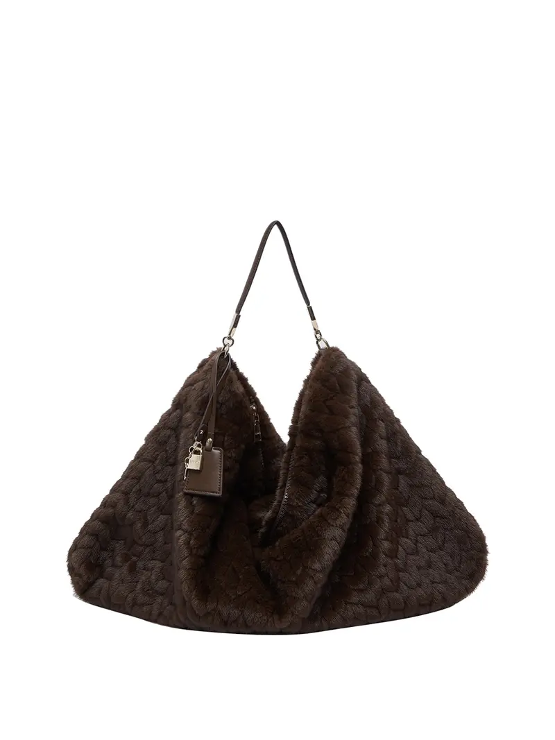 Borsa Grande In Pelliccia Sintetica Liu Jo - Marrone Scuro
