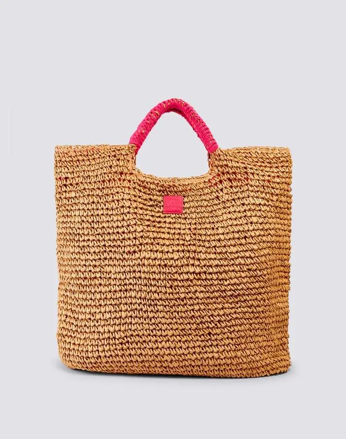 Borsa maxi in paper straw intrecciata