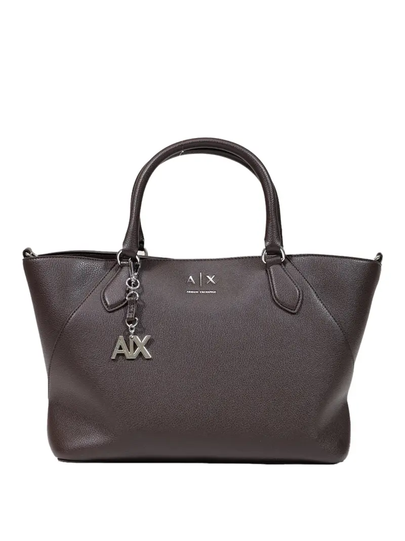 Borsa Shopper Armani Exchange Charm Logo Marrone