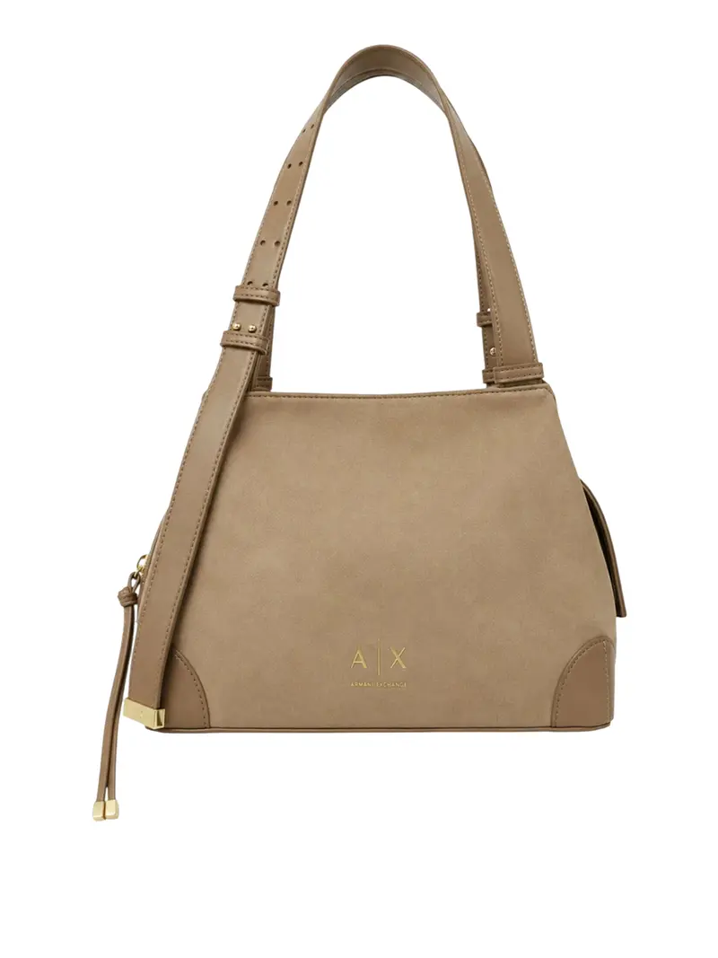 Borsa Shopper Armani Exchange Logo Frontale Beige