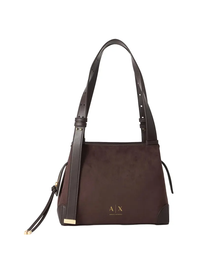 Borsa Shopper Armani Exchange Logo Frontale Marrone