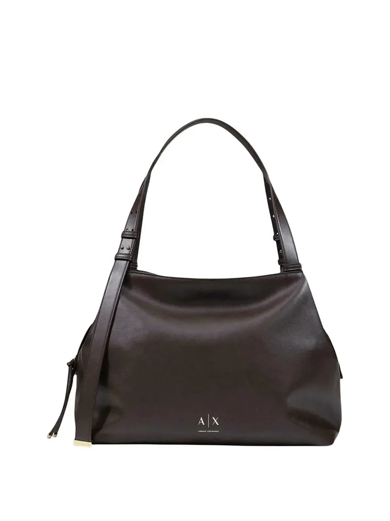 Borsa Shopper Armani Exchange Logo Frontale Marrone