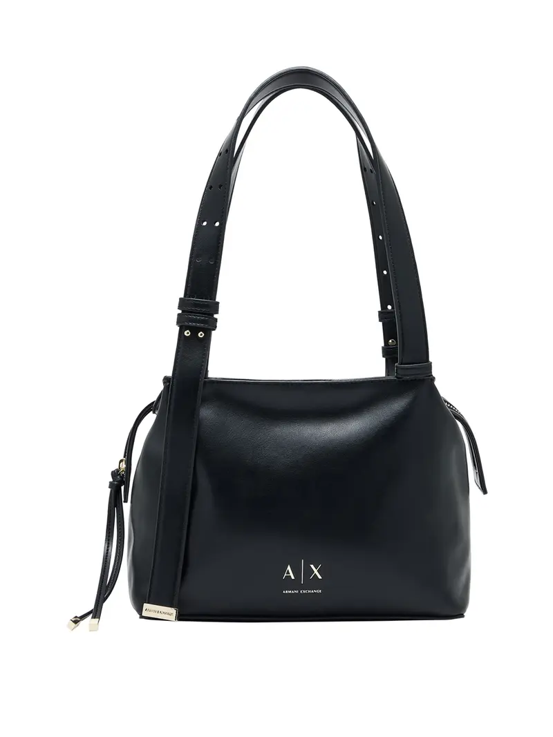 Borsa Shopper Armani Exchange Logo Frontale Nero