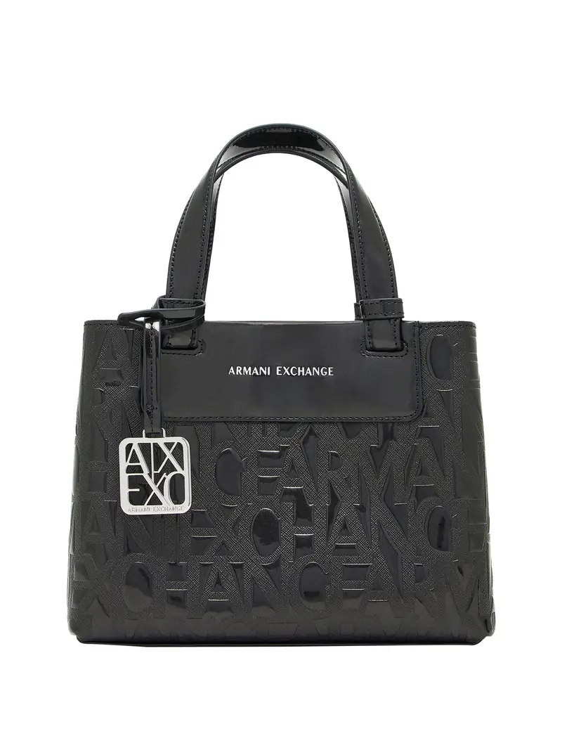 Borsa Shopper Armani Exchange Logo Frontale Nero