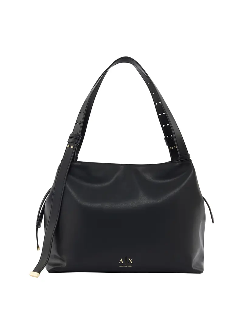 Borsa Shopper Armani Exchange Logo Frontale Nero