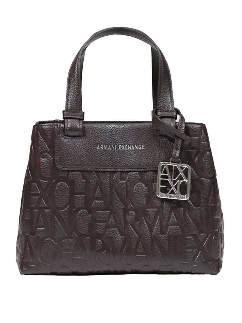 Borsa Shopper Armani Exchange Logo In Rilievo - Marrone