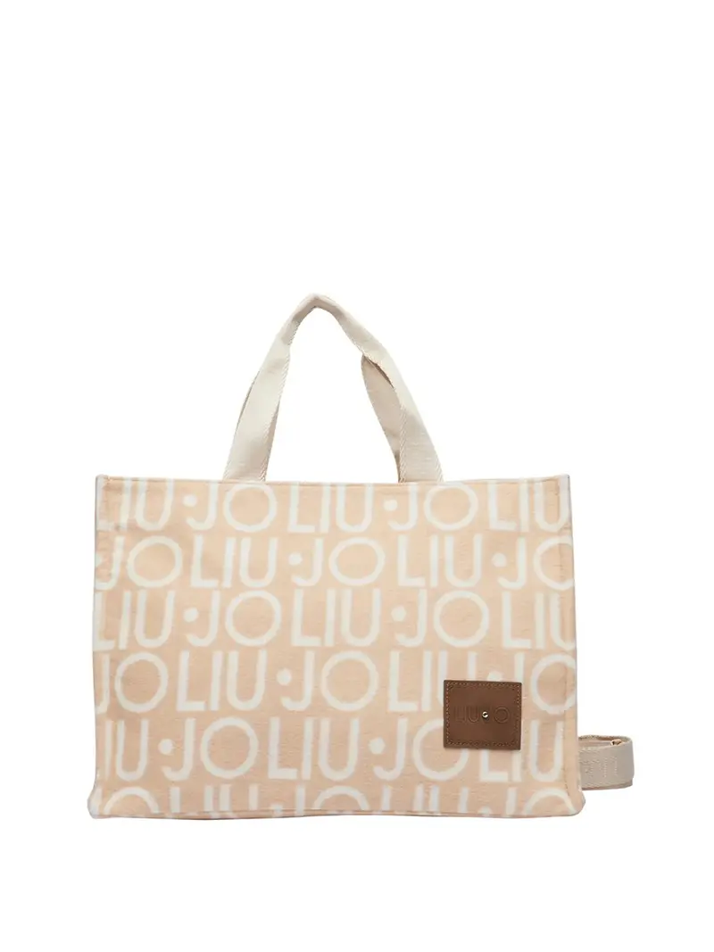 Borsa Tote Grande In Tessuto Check Liu Jo - Beige