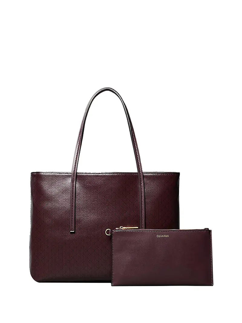 Borsa Tote Piccola Calvin Klein Con Emblema - Bordeaux