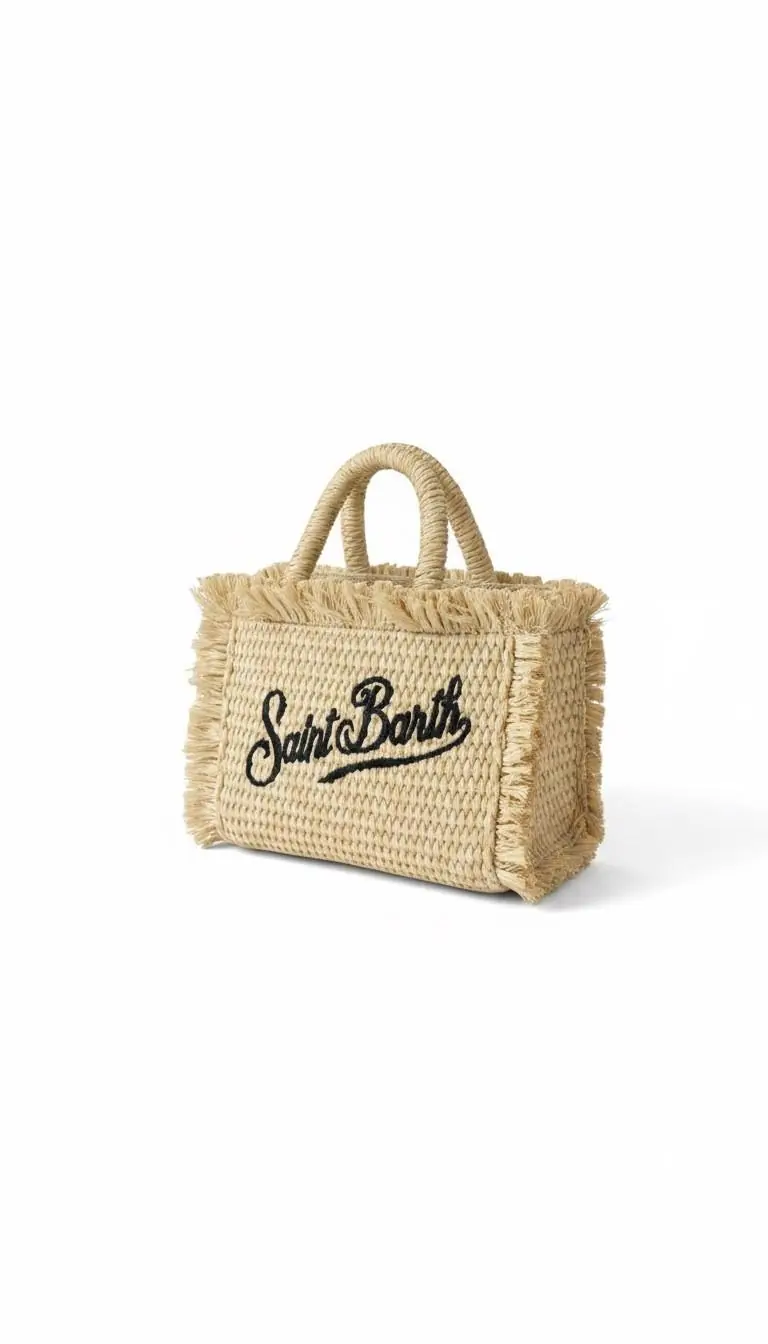 Borsa Vanity micro effetto paglia
